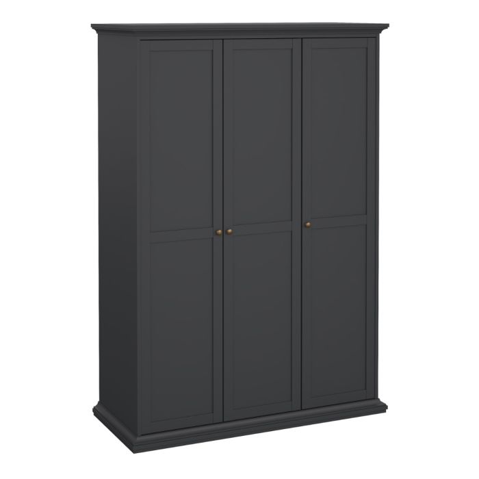 Geneva 140cm 3 Door Wardrobe-Grey - FurniComp
