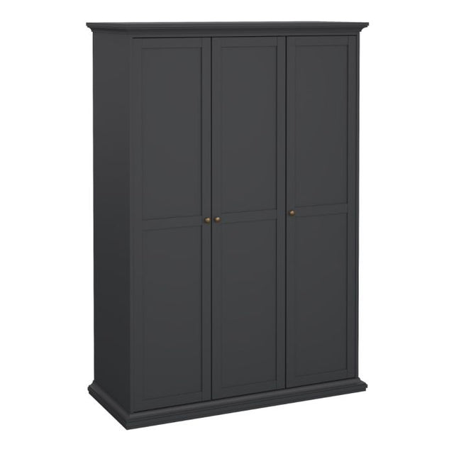 Geneva 140cm 3 Door Wardrobe-Grey - FurniComp