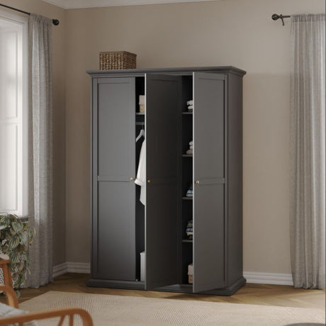 Geneva 140cm 3 Door Wardrobe-Grey - FurniComp