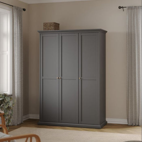 Geneva 140cm 3 Door Wardrobe-Grey - FurniComp