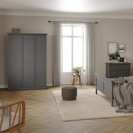 Geneva 140cm 3 Door Wardrobe-Grey - FurniComp