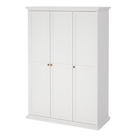 Geneva 140cm 3 Door Wardrobe-White - FurniComp