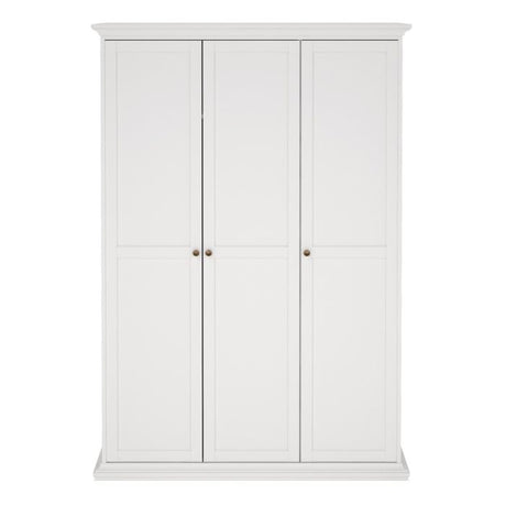 Geneva 140cm 3 Door Wardrobe-White - FurniComp