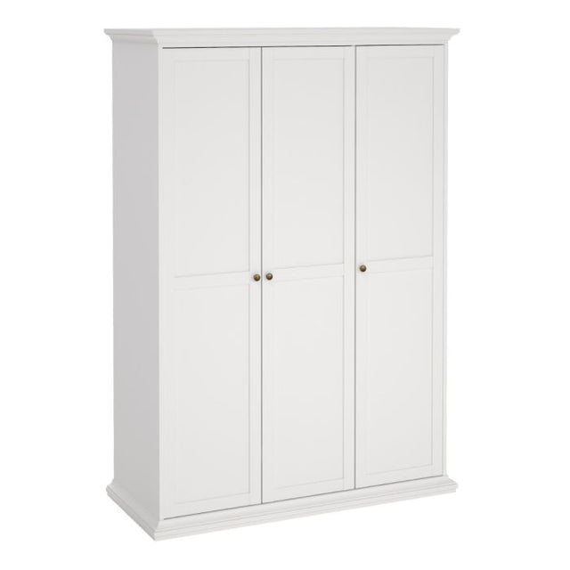 Geneva 140cm 3 Door Wardrobe-White - FurniComp