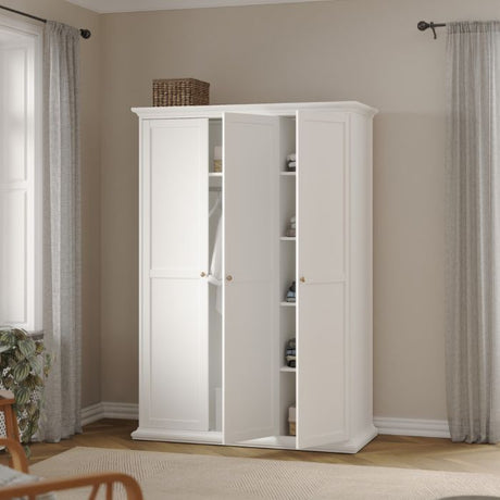 Geneva 140cm 3 Door Wardrobe-White - FurniComp