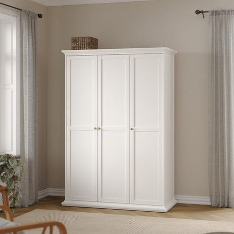 Geneva 140cm 3 Door Wardrobe-White - FurniComp