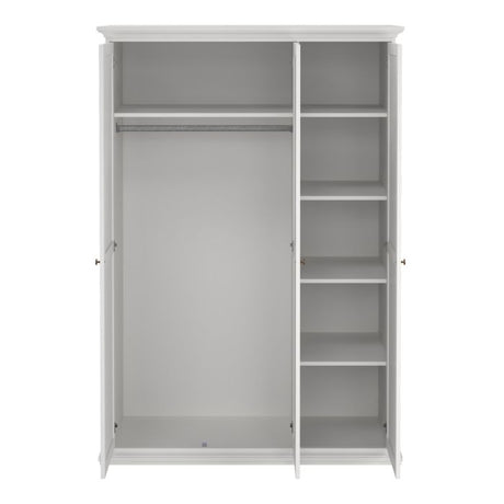 Geneva 140cm 3 Door Wardrobe-White - FurniComp