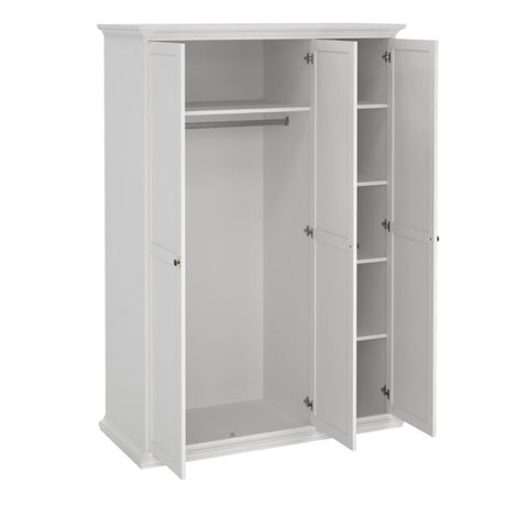 Geneva 140cm 3 Door Wardrobe-White - FurniComp