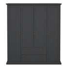 Geneva 180cm 4 Door 2 Drawer Wardrobe-Grey - FurniComp