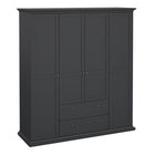 Geneva 180cm 4 Door 2 Drawer Wardrobe-Grey - FurniComp