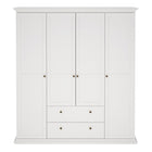 Geneva 180cm 4 Door 2 Drawer Wardrobe-White - FurniComp