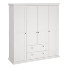 Geneva 180cm 4 Door 2 Drawer Wardrobe-White - FurniComp