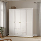 Geneva 180cm 4 Door 2 Drawer Wardrobe-White - FurniComp