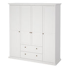Geneva 180cm 4 Door 2 Drawer Wardrobe-White - FurniComp