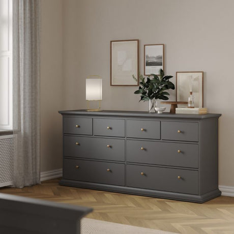 Geneva 180cm Wide 8 Drawer Chest of Drawer-Grey - FurniComp