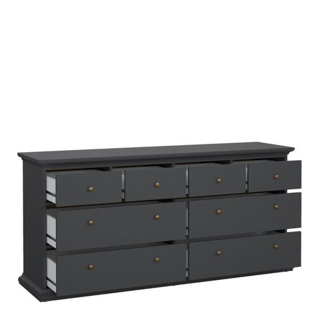 Geneva 180cm Wide 8 Drawer Chest of Drawer-Grey - FurniComp