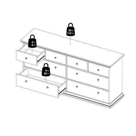 Geneva 180cm Wide 8 Drawer Chest of Drawer-White - FurniComp