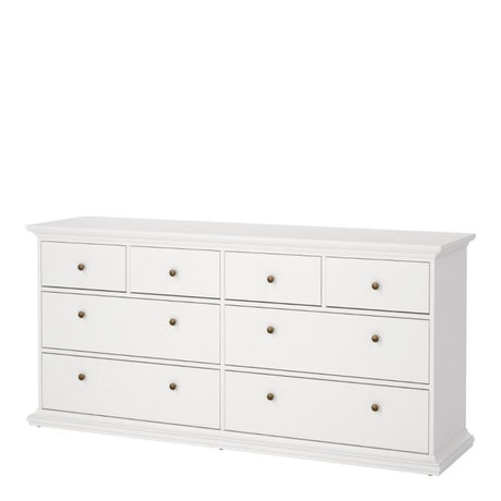 Geneva 180cm Wide 8 Drawer Chest of Drawer-White - FurniComp