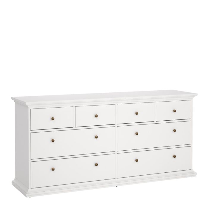 Geneva 180cm Wide 8 Drawer Chest of Drawer-White - FurniComp