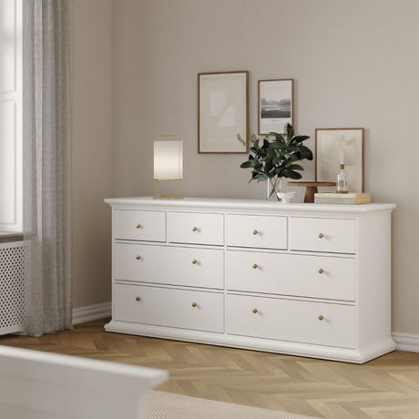Geneva 180cm Wide 8 Drawer Chest of Drawer-White - FurniComp