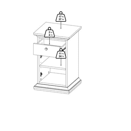 Geneva 1 Door 1 Drawer Bedside Table-Cashmere - FurniComp