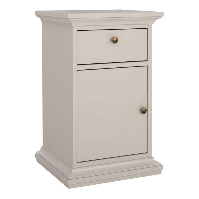 Geneva 1 Door 1 Drawer Bedside Table-Cashmere - FurniComp