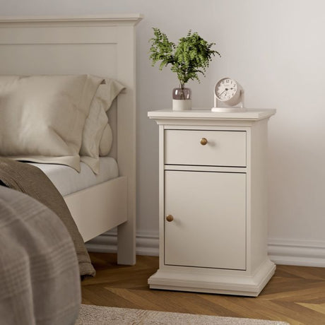 Geneva 1 Door 1 Drawer Bedside Table-Cashmere - FurniComp