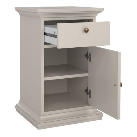 Geneva 1 Door 1 Drawer Bedside Table-Cashmere - FurniComp
