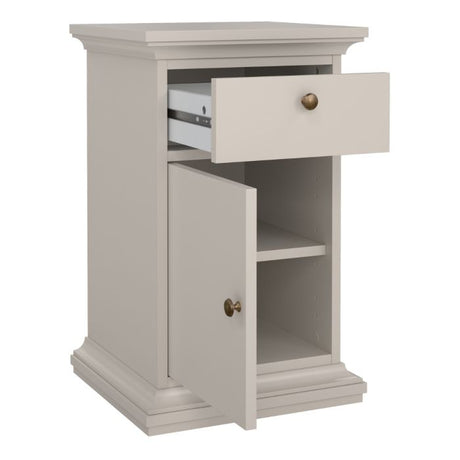 Geneva 1 Door 1 Drawer Bedside Table-Cashmere - FurniComp