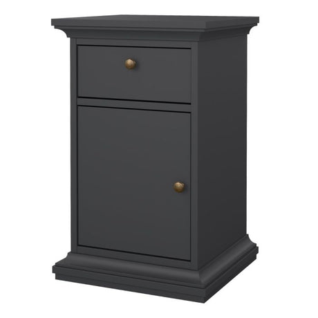 Geneva 1 Door 1 Drawer Bedside Table-Grey - FurniComp