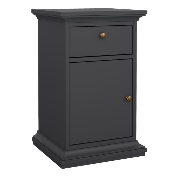 Geneva 1 Door 1 Drawer Bedside Table-Grey - FurniComp