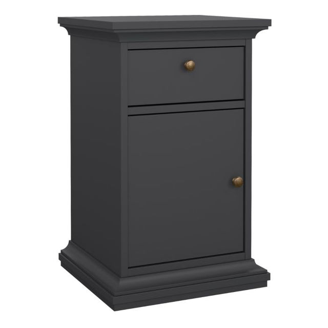 Geneva 1 Door 1 Drawer Bedside Table-Grey - FurniComp