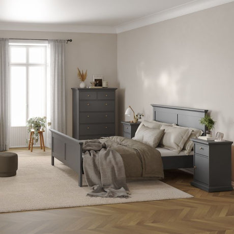 Geneva 1 Door 1 Drawer Bedside Table-Grey - FurniComp
