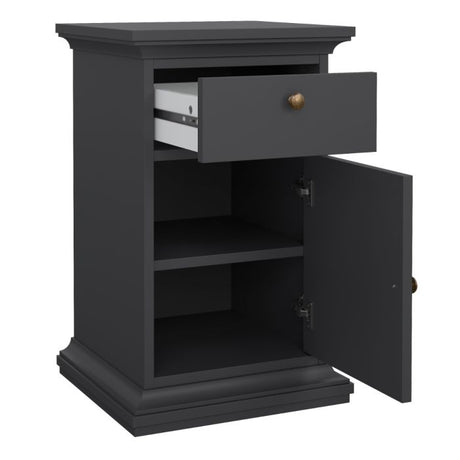 Geneva 1 Door 1 Drawer Bedside Table-Grey - FurniComp