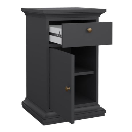 Geneva 1 Door 1 Drawer Bedside Table-Grey - FurniComp
