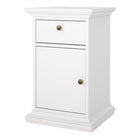 Geneva 1 Door 1 Drawer Bedside Table-White - FurniComp