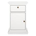 Geneva 1 Door 1 Drawer Bedside Table-White - FurniComp