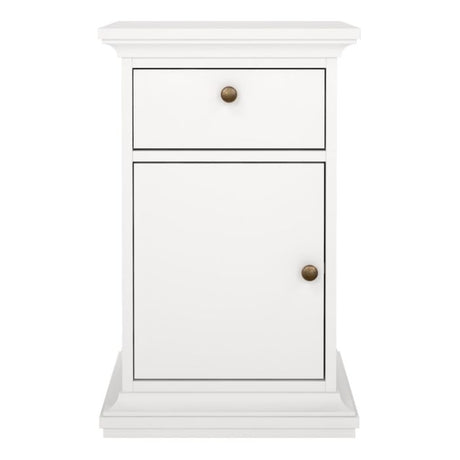 Geneva 1 Door 1 Drawer Bedside Table-White - FurniComp