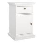 Geneva 1 Door 1 Drawer Bedside Table-White - FurniComp