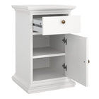 Geneva 1 Door 1 Drawer Bedside Table-White - FurniComp