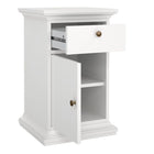 Geneva 1 Door 1 Drawer Bedside Table-White - FurniComp