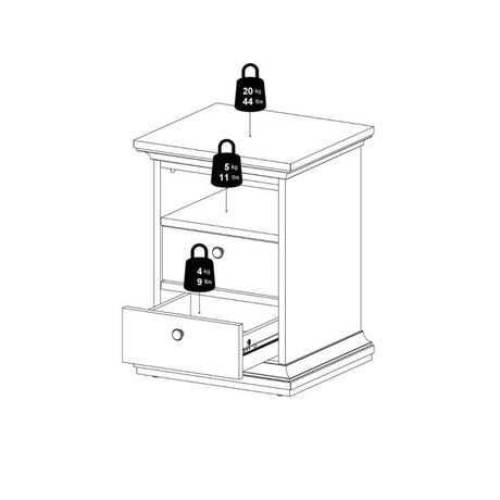 Geneva 2 Drawer Bedside Table-Cashmere - FurniComp
