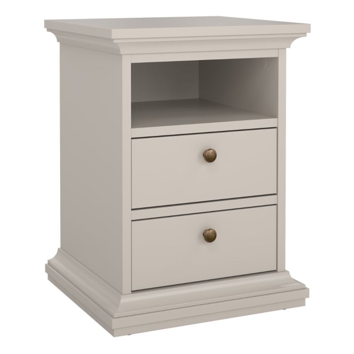 Geneva 2 Drawer Bedside Table-Cashmere - FurniComp