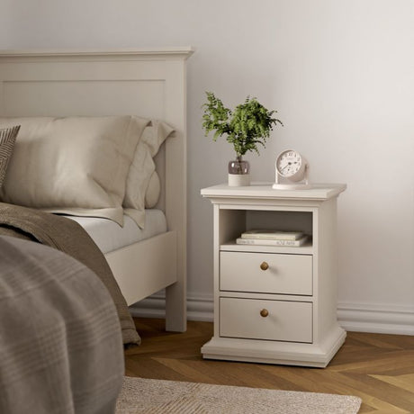Geneva 2 Drawer Bedside Table-Cashmere - FurniComp