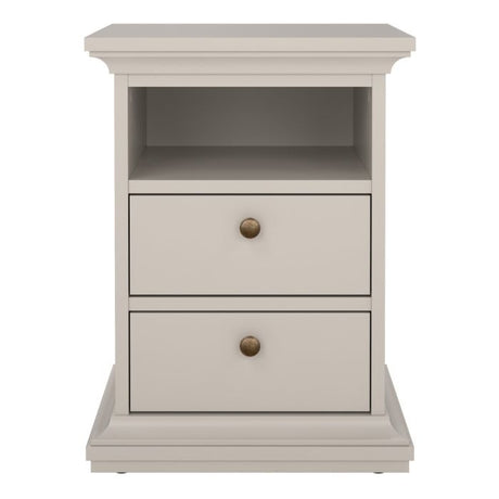 Geneva 2 Drawer Bedside Table-Cashmere - FurniComp
