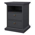 Geneva 2 Drawer Bedside Table-Grey - FurniComp
