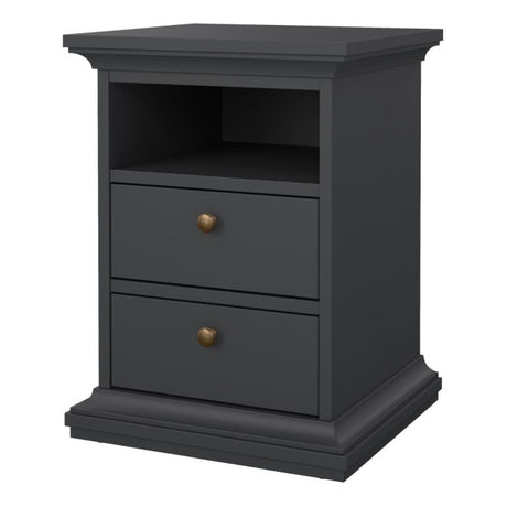 Geneva 2 Drawer Bedside Table-Grey - FurniComp