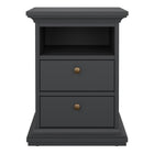 Geneva 2 Drawer Bedside Table-Grey - FurniComp