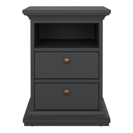 Geneva 2 Drawer Bedside Table-Grey - FurniComp