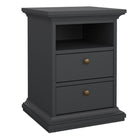 Geneva 2 Drawer Bedside Table-Grey - FurniComp